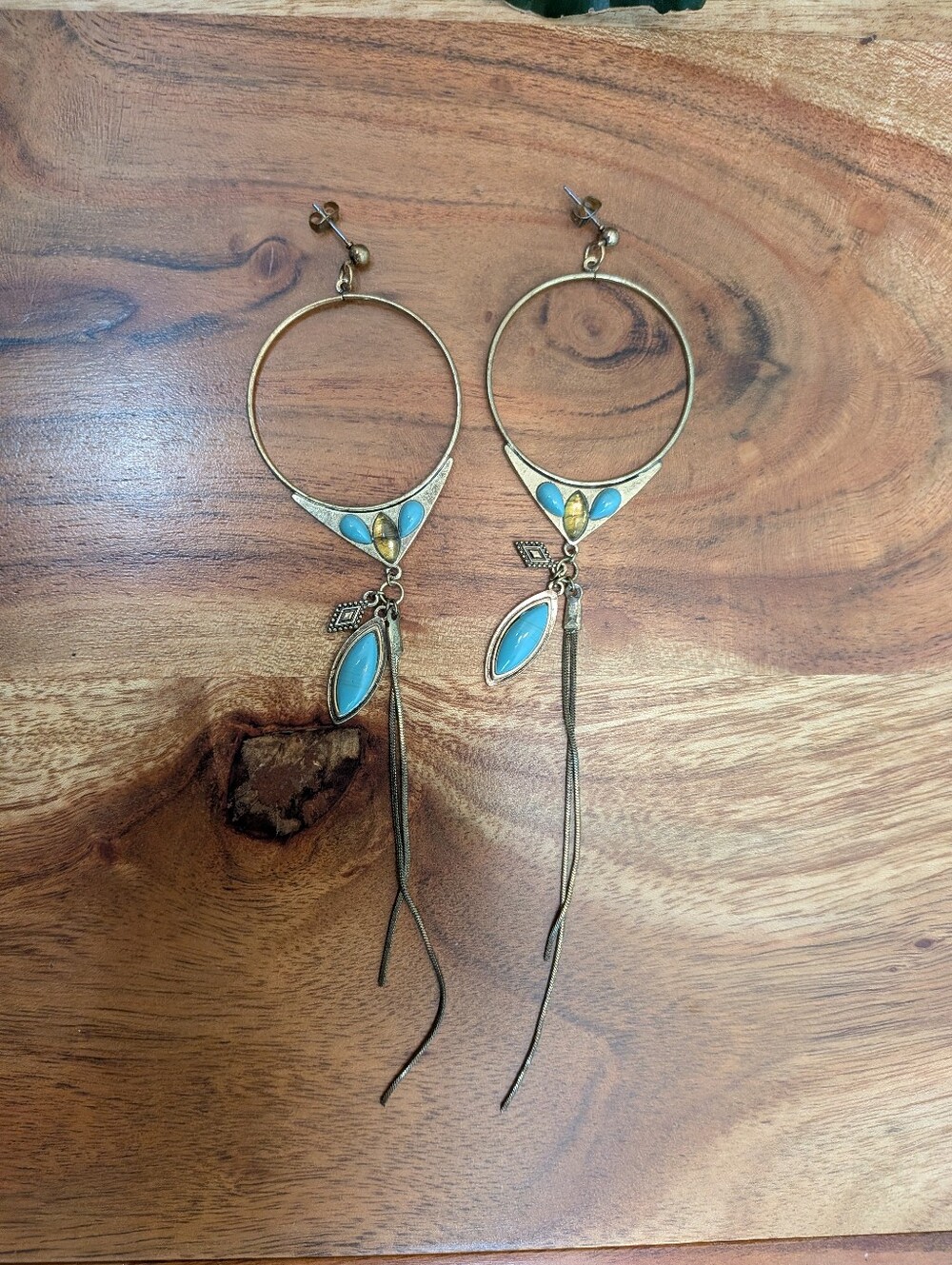 Free People Dangle Earrings With Imitation Turquoise - Picture 5 of 6